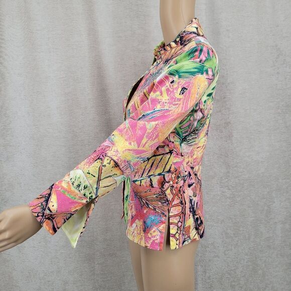 Yansi Fugel Colorful Women's Tropical Print Top or Lightweight Jacket Y2K - Picture 5 of 11